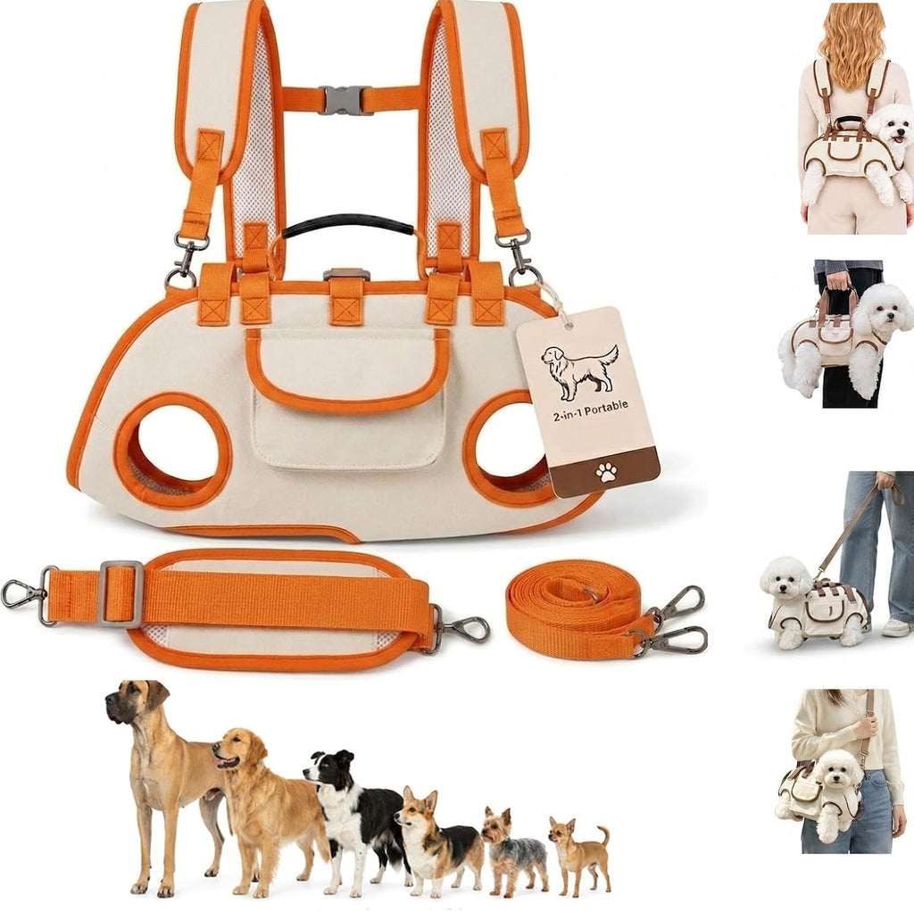 2-in-1 Portable Breathable Pet Carrier for Small Dogs and Cats，A-Single-M