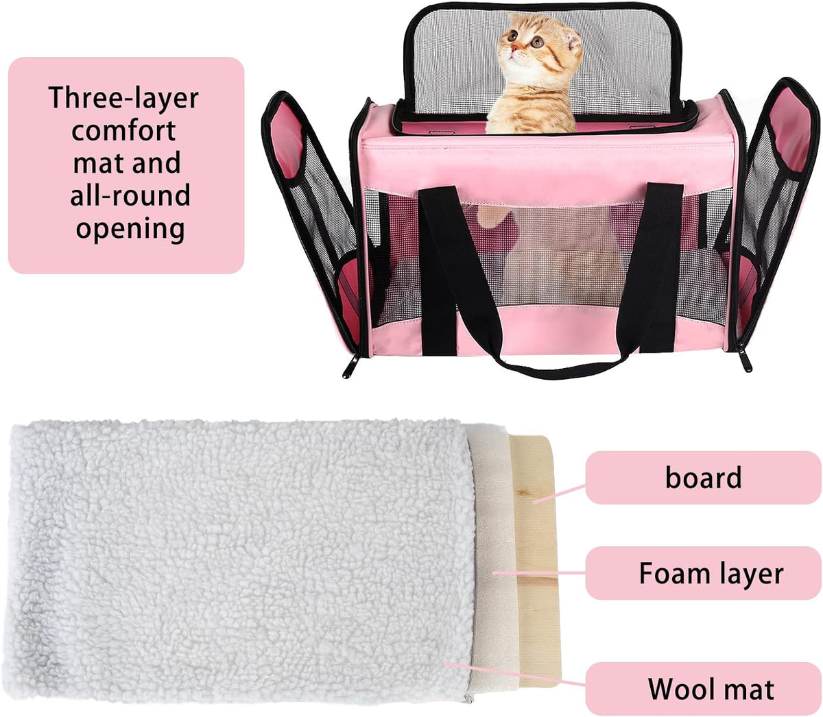 top tasta cat Carrier Large Dog Cat Carriers Puppies up to 30Lbs, Big Dog Carrier Soft Sided, Collapsible Travel Puppy C