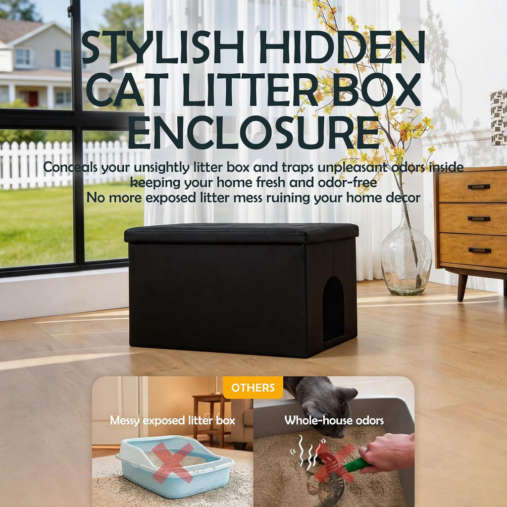 MEEXPAWS Cat Litter Box Enclosure Furniture Odor Control, Extra Large