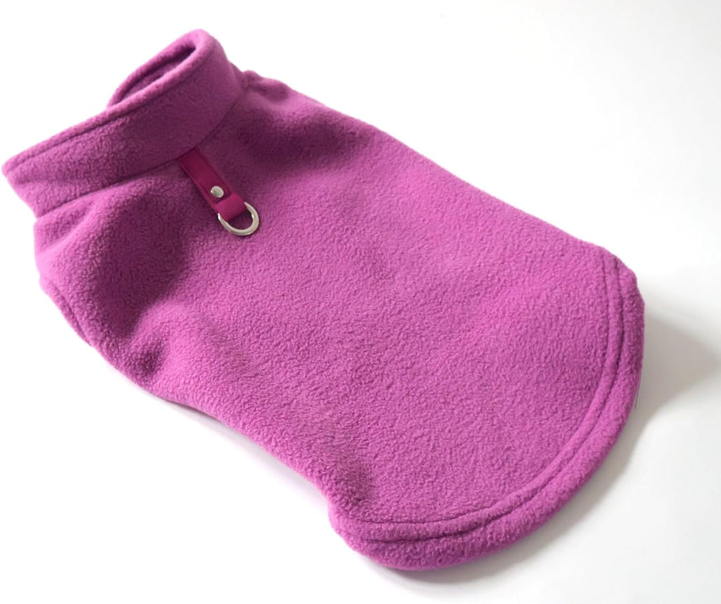 Dog Fleece Vest Sweater with Leash Ring, Purple Medium (6-10lbs)