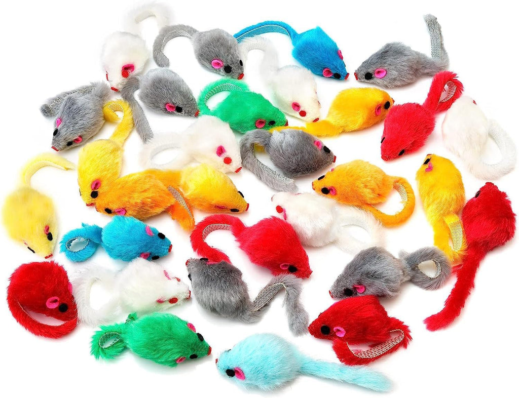 12PCS Cat Mouse Toys, Faux Fur Interactive Catnip Mice