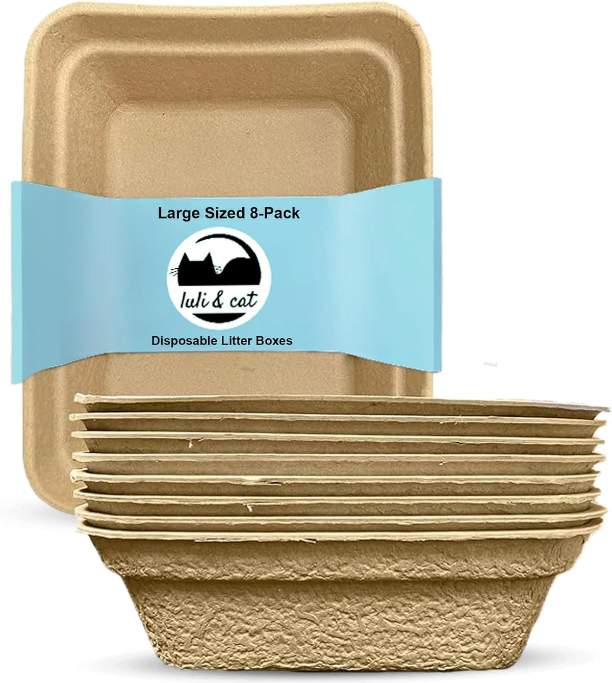 Luli & Cat Disposable Litter Boxes for Cats | Large Sized 4-Pack | Durable and Water Resistant