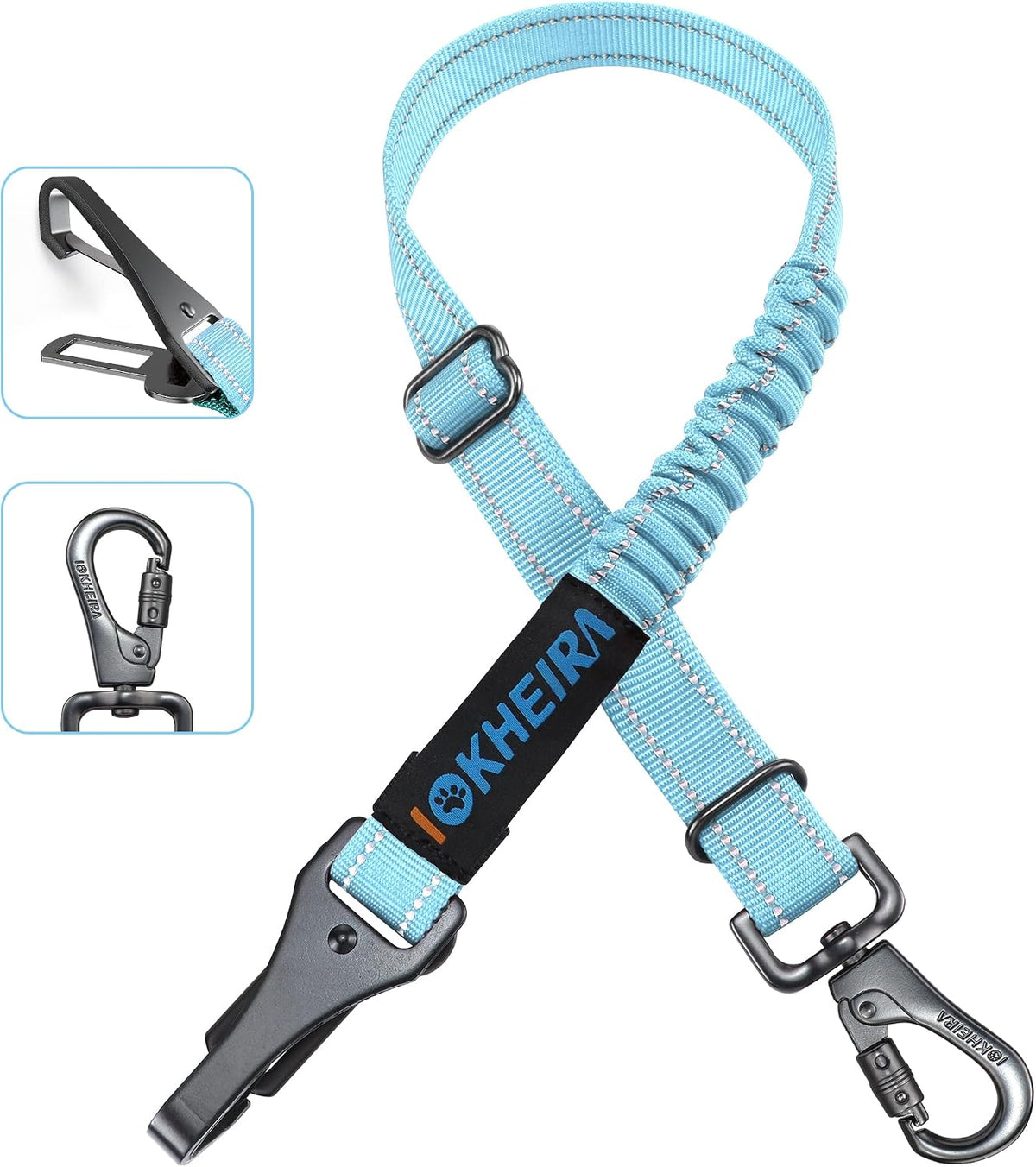 Dog Seat Belt 3-in-1 Car Harness for Dogs Adjustable Safety Seatbelt for Car Nylon Reflective Bungee Fabric Dog Car Harn