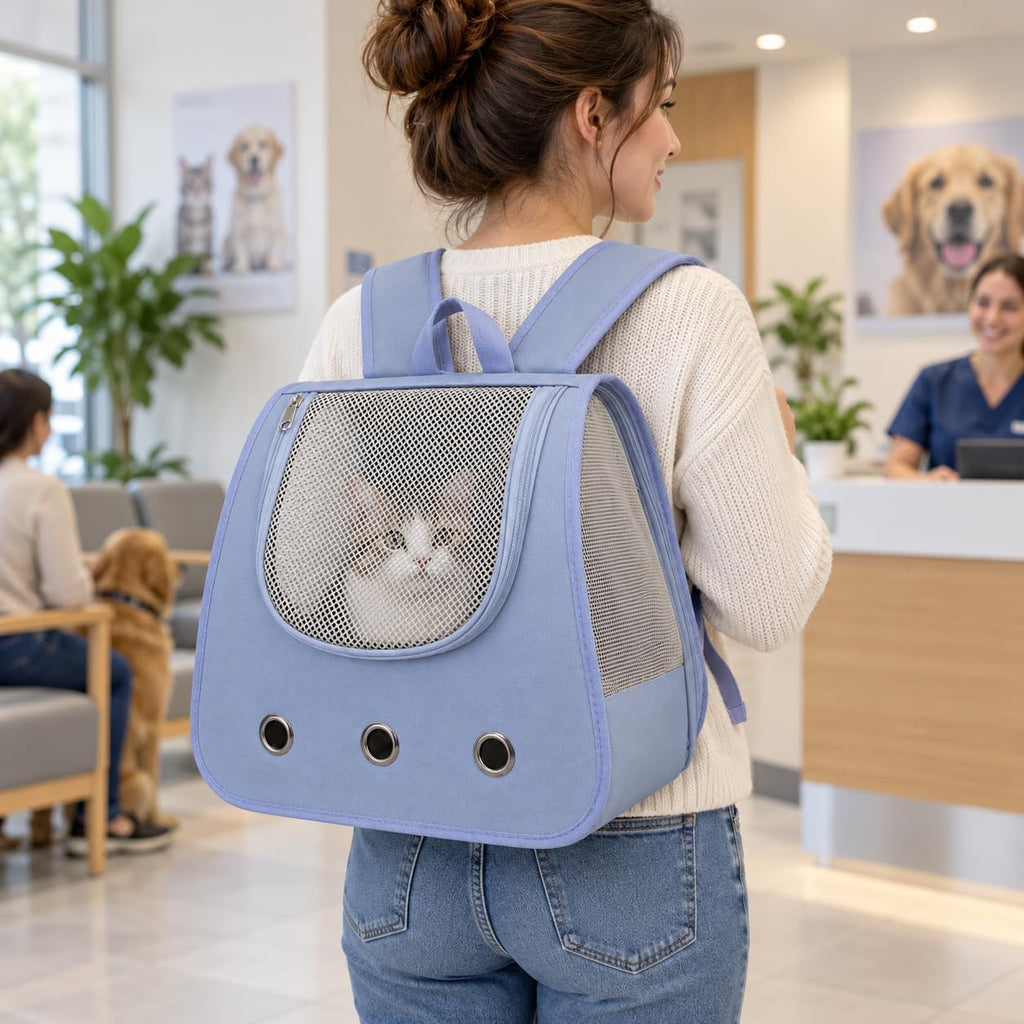 Pet Carrier Backpack for Cats and Small Dogs, Breathable Mesh Travel Backpack with Ventilation Holes, Comfortable Portab