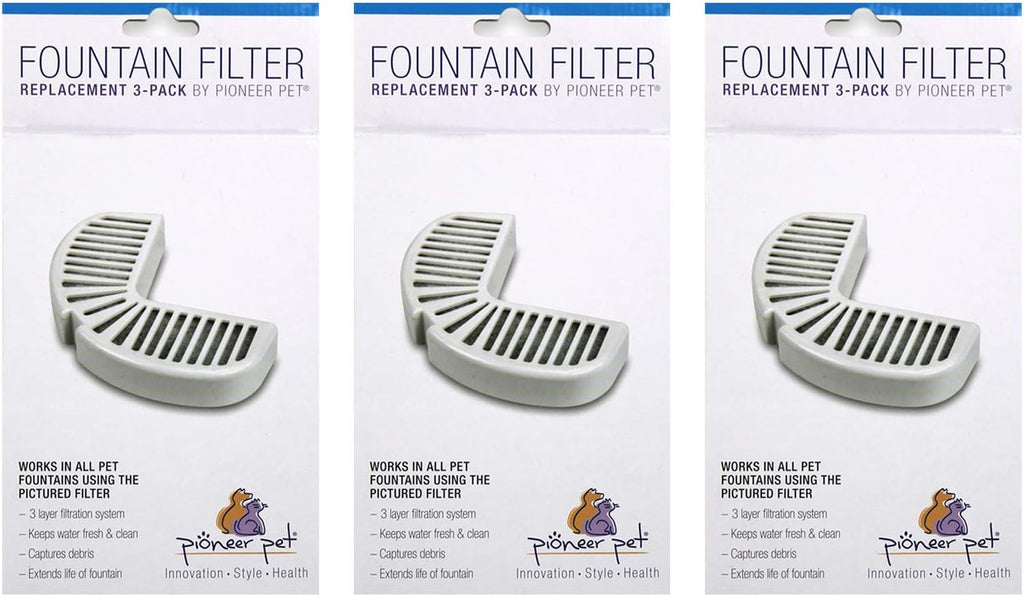 Pioneer Pet Replacement Filters for Ceramic & Stainless Steel Fountains, Raindrop Filters (3 Filters),White