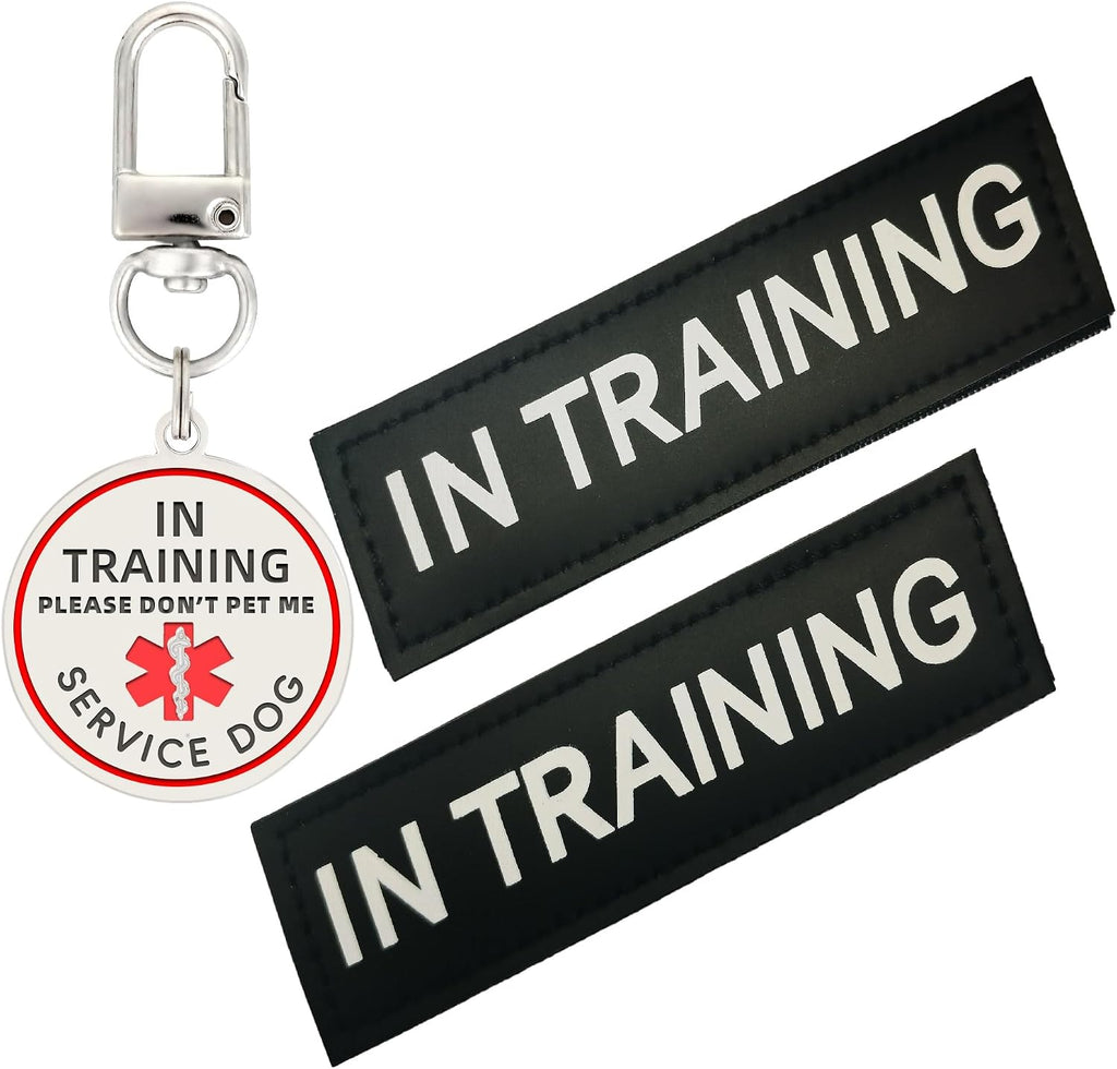 Red Emotional Support Patches & ID Tag Set for Collar Harness Vest