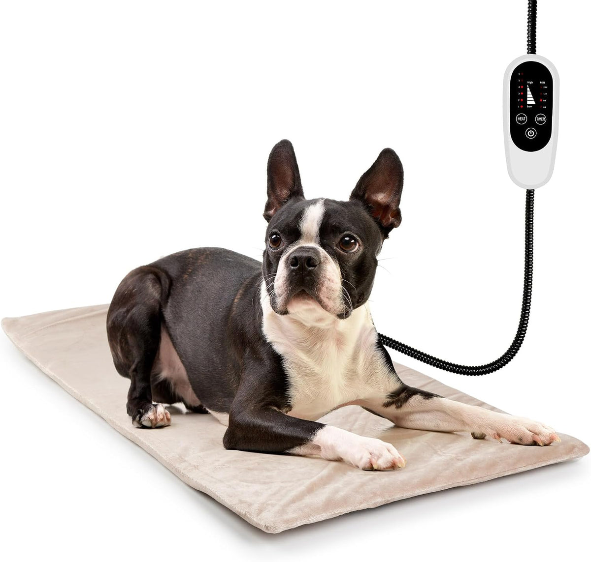 NICREW Adjustable Temperature Cat Heating Pad, 17.7" x 15.7", 55W, Khaki