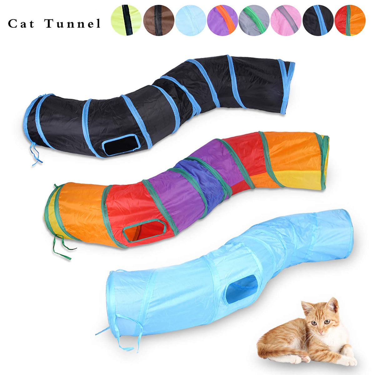 iCAGY Cat Tunnel Toys for Indoor Cats Kittens Rabbits, Pet Toy Play Tunnels