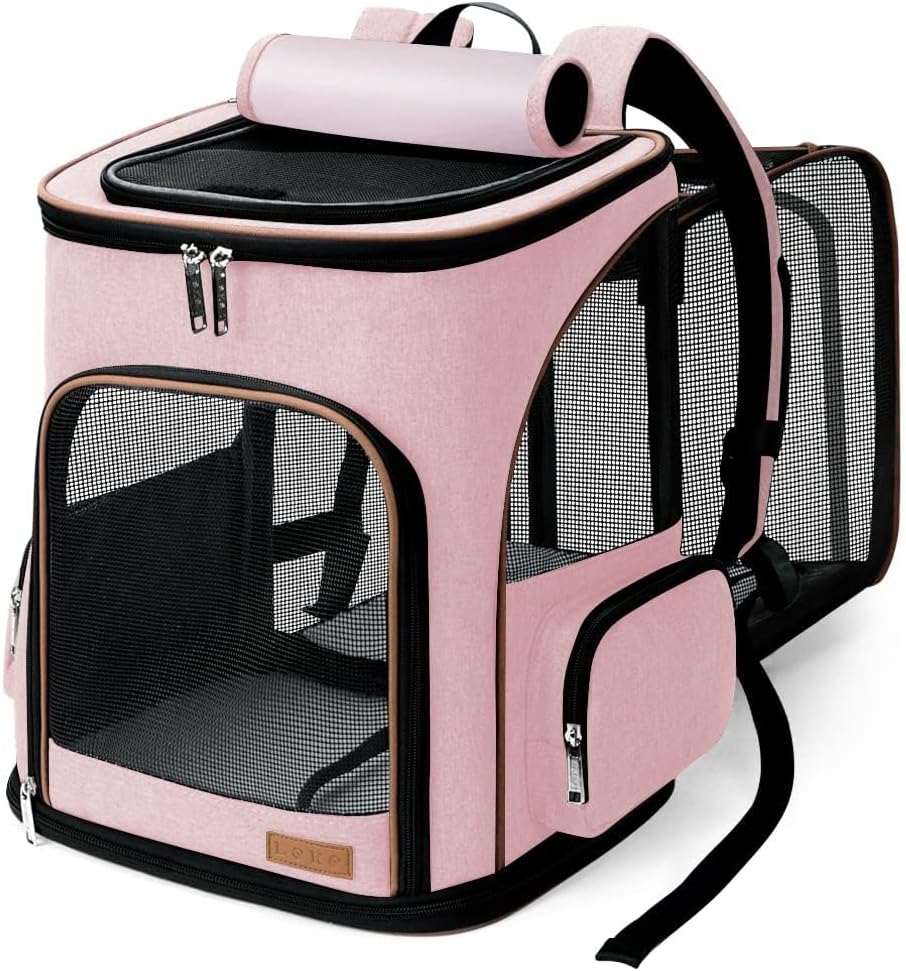 Lekereise Pet Carrier Backpack Expandable Cat Backpack Carrier for Small Dogs Large Cats Puppies, Dog Backpack Carrier f