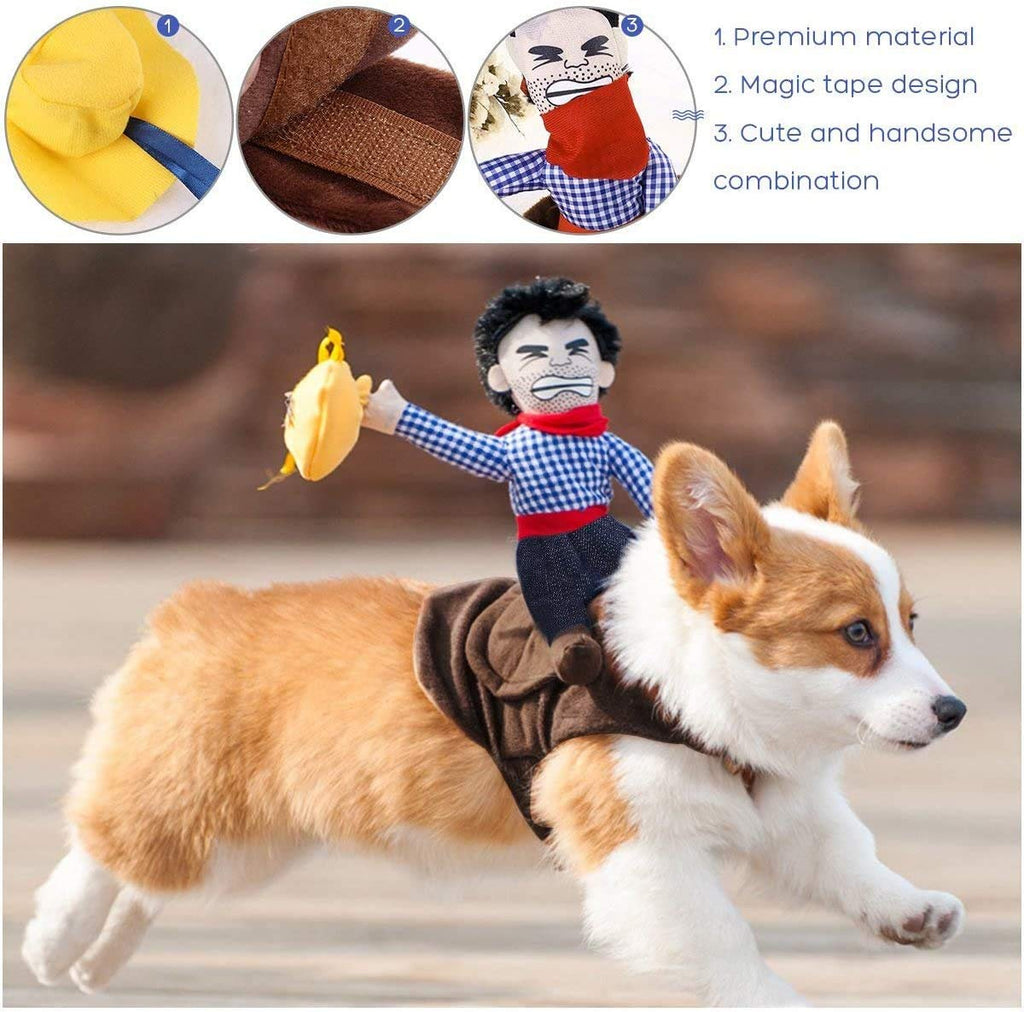 iSmarten Pet Costume Dog Costume Clothes Pet Outfit Suit Cowboy Rider Style with Doll and Hat Pet Costume (S)