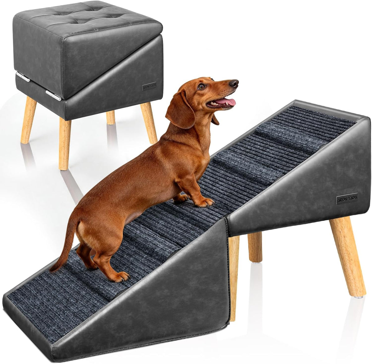 Dog Ramp for Couch, 16"H 2-in-1 Non-Slip Dog Stairs for Small Dogs