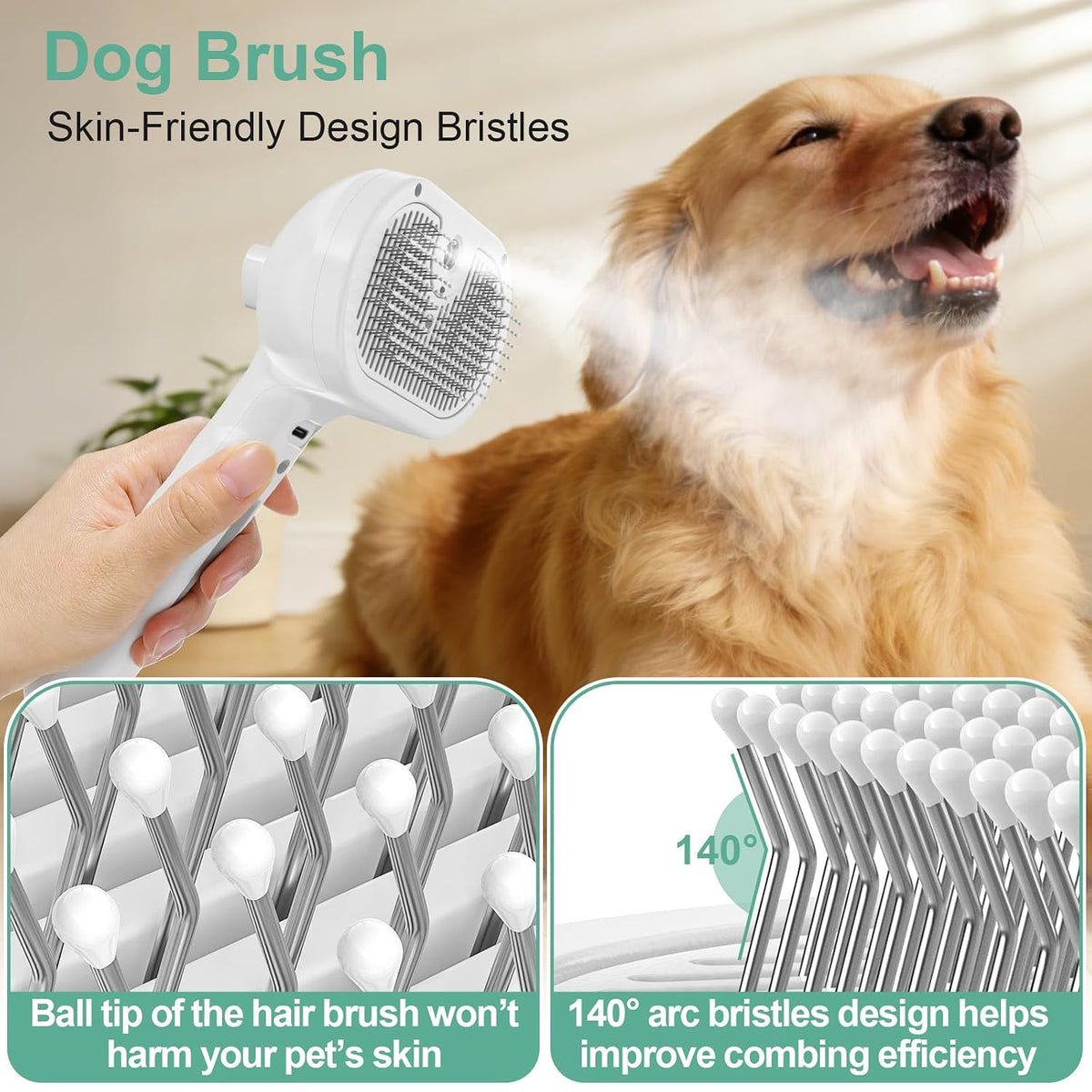 Cat Brush Dog Brush for Shedding,Pet Steam Hair Removal Comb Grooming Kit