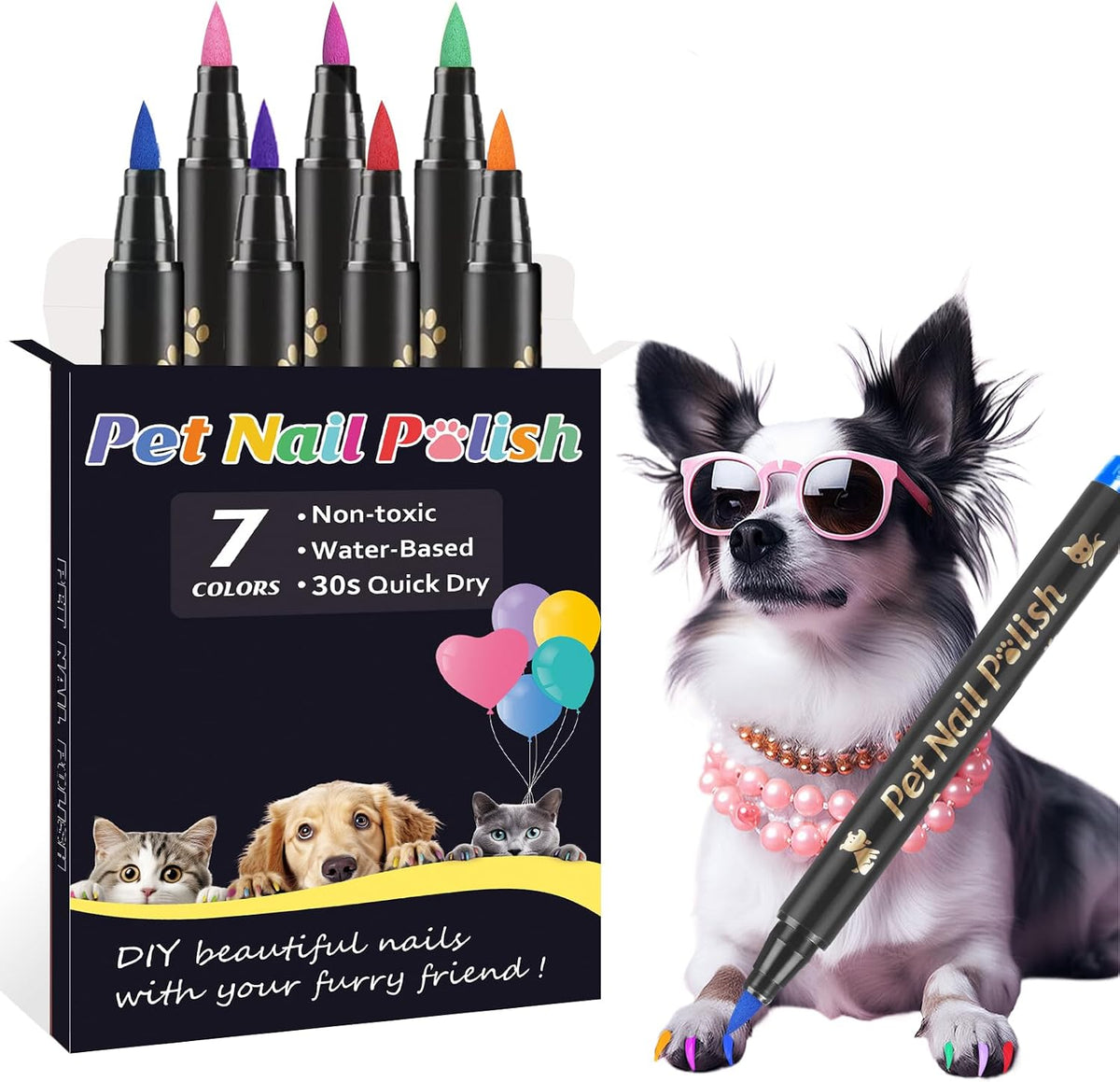 12 Colors Dog Nail Polish Pens Quick Dry to DIY Pretty Nails