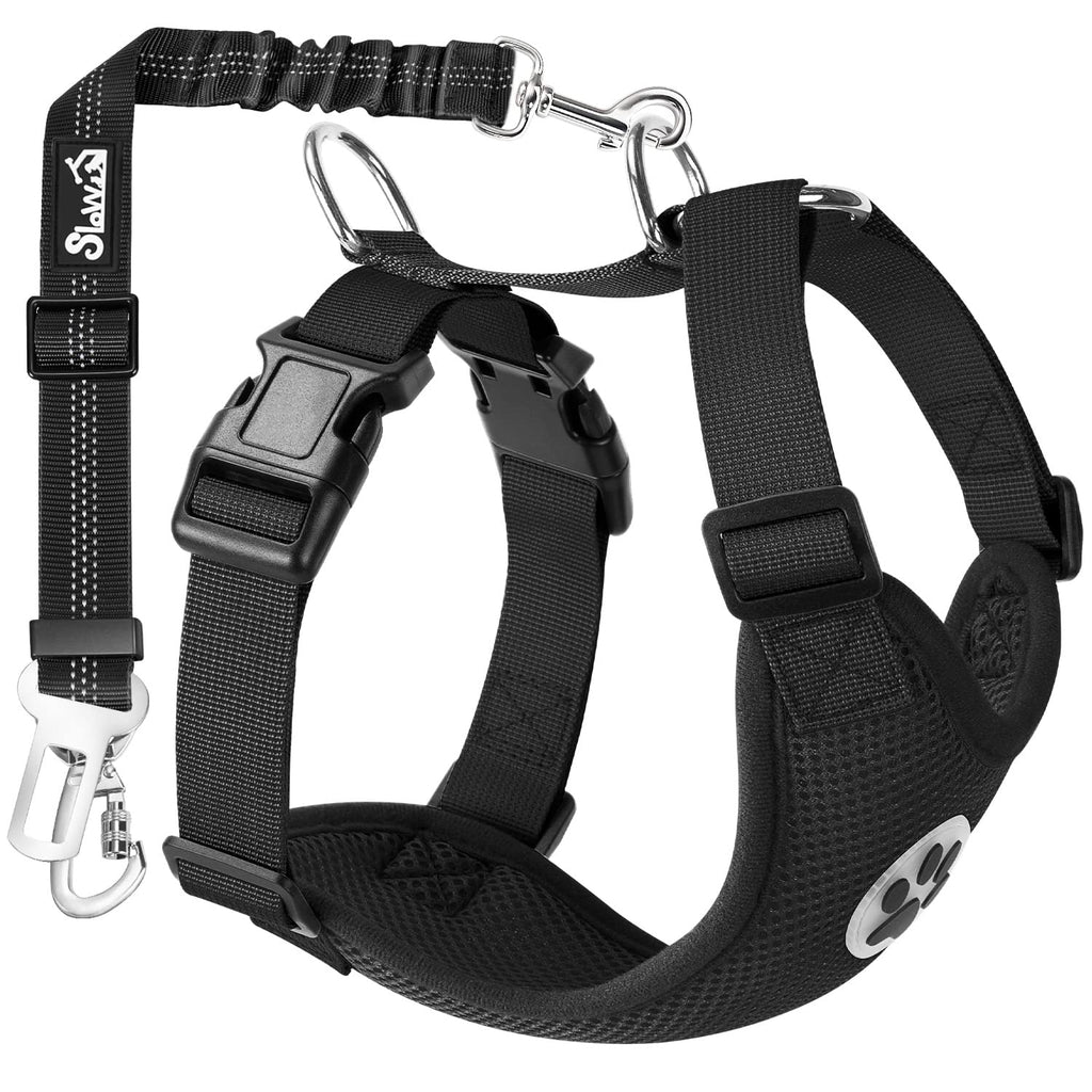 SlowTon Dog Seat Belt and Harness for Car, 2 in 1 Seatbelt Buckle, B M