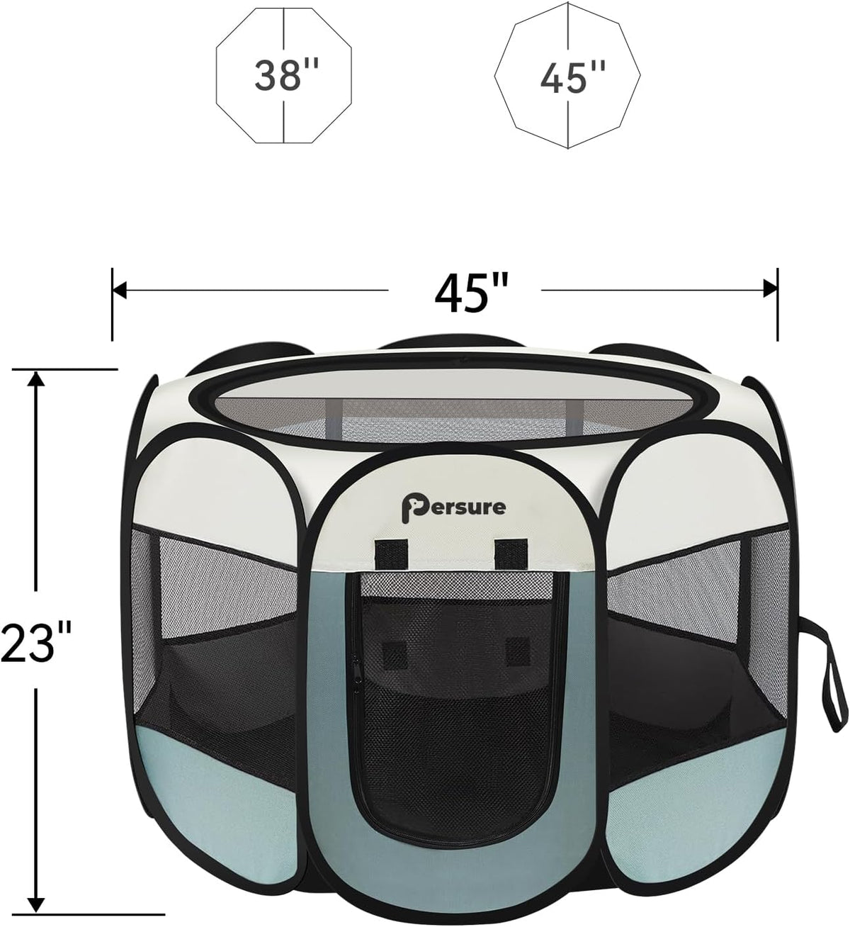 Persure Cat Dog Playpen Tent Crate Cage with Pee Pad, Dark Grey Small