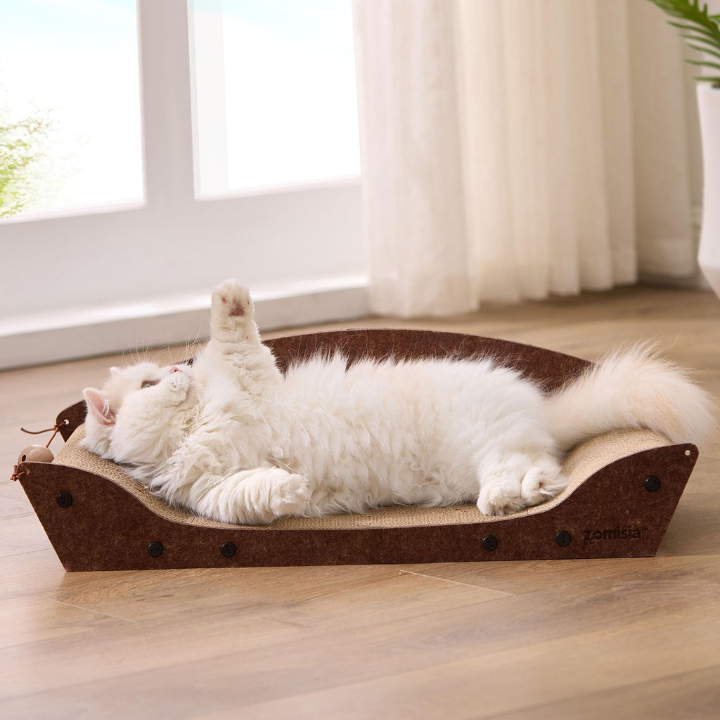 ZOMISIA 26'' Cardboard Cat Scratcher Bed for Indoor Cats, 1PC, Brown