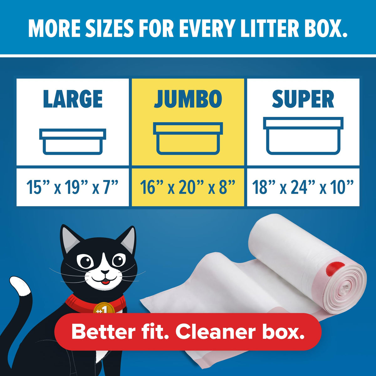 Jonny Cat Litter Box Liners Heavy Duty, Tear & Leak Resistant Jumbo 15ct