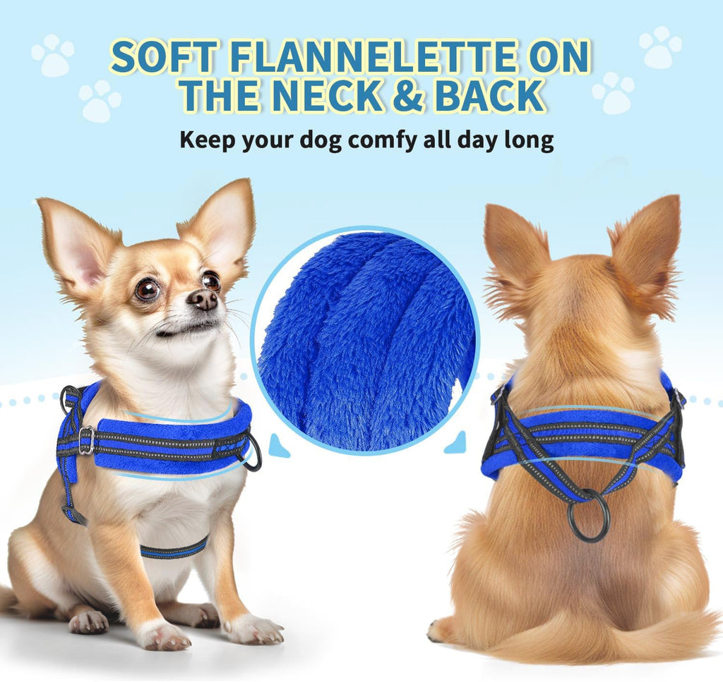Lukovee Small Dog Harness and Leash Set, No Pull Soft Padded, 4ft Leash, XS