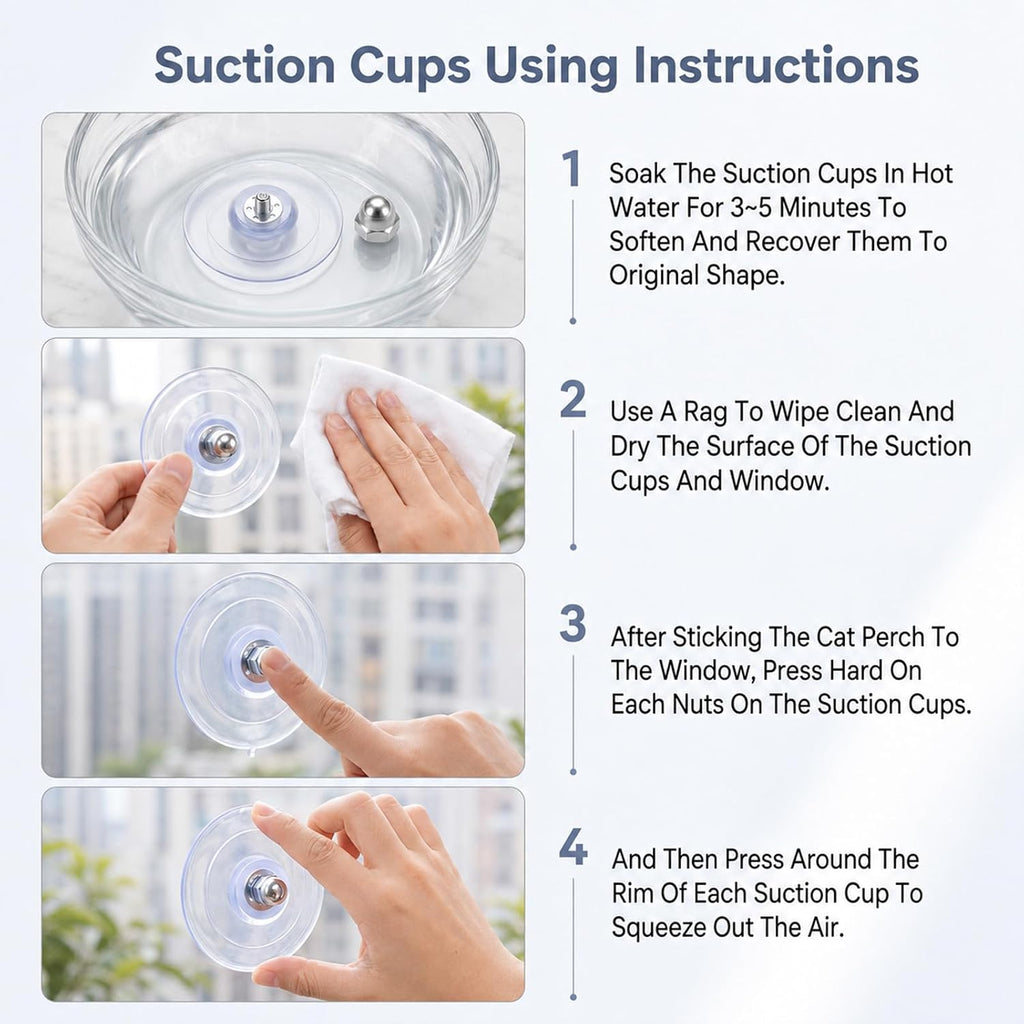 4Pack Cat Window Perch Suction Cups with Screws Replacement Suction Cup