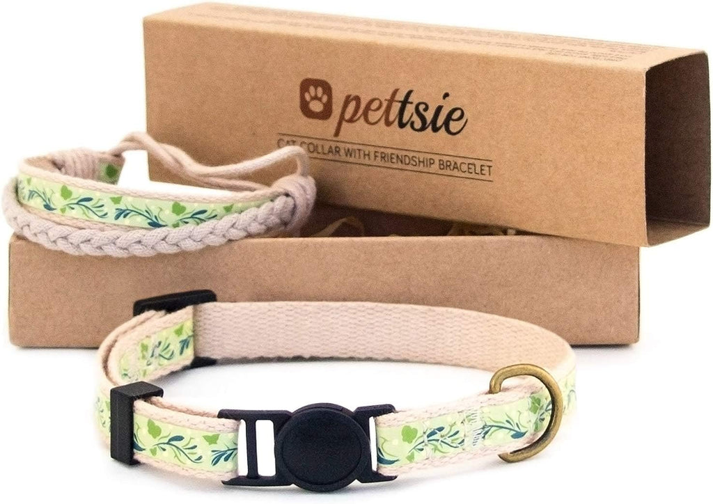 Breakaway Cat Collar & Matching Friendship Bracelet, Green