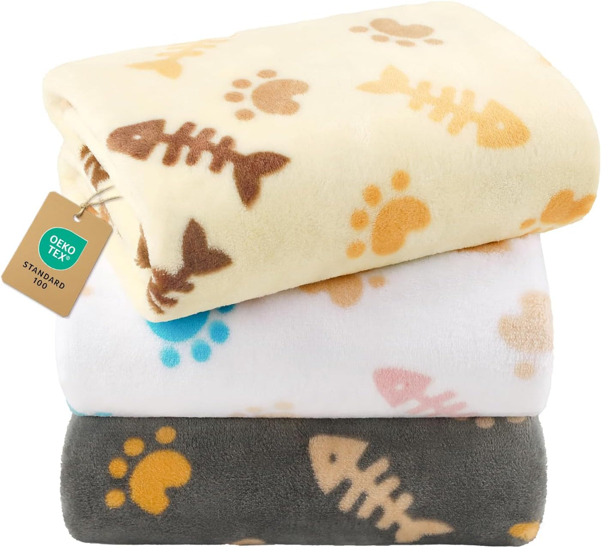 Luciphia 3 Pack Cute Cat Blankets Cozy Small Throw for Pet Puppy,23"x16"