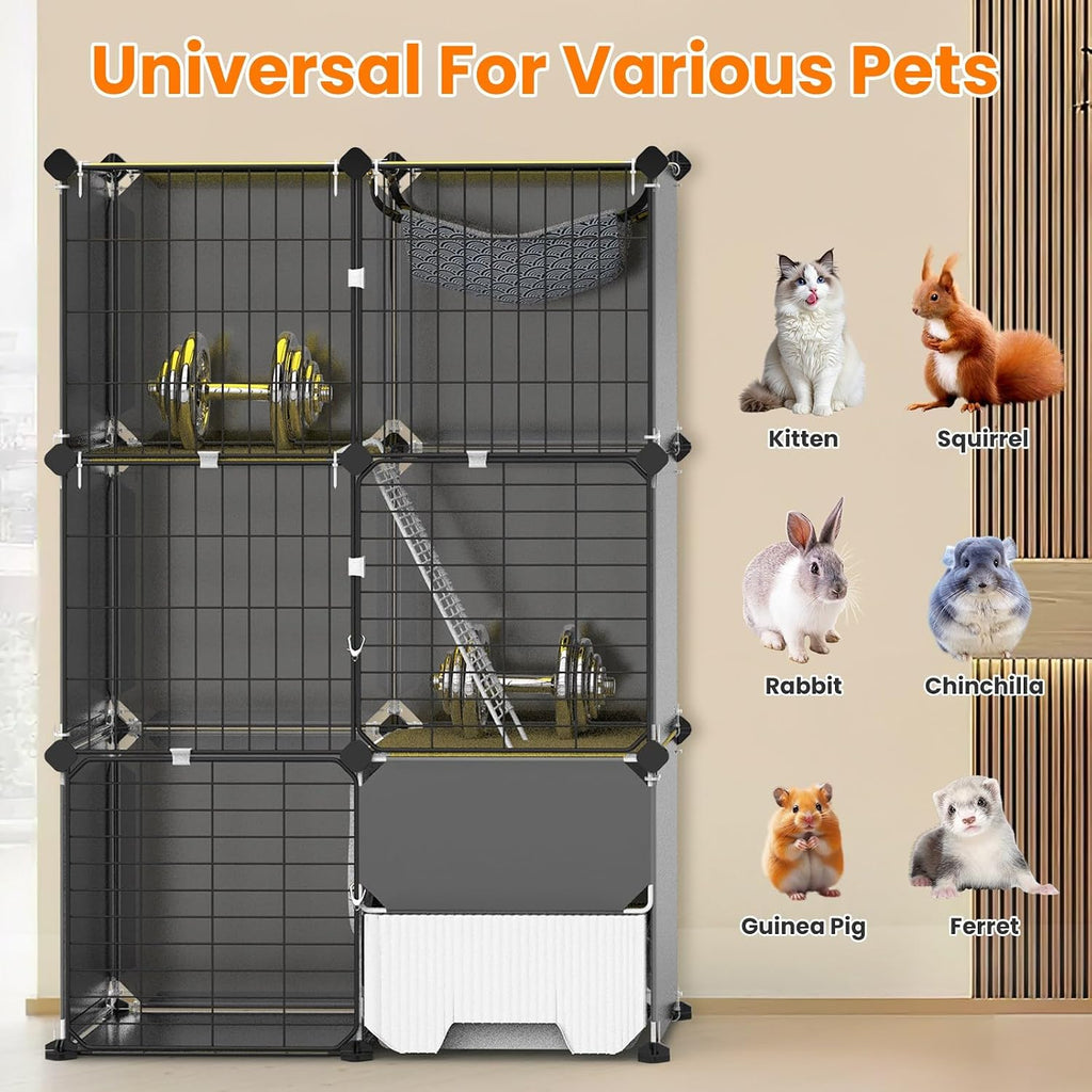 3-Tier Cat Cage, Indoor Cat Playpen with Litter Box for 1-2 Kittens