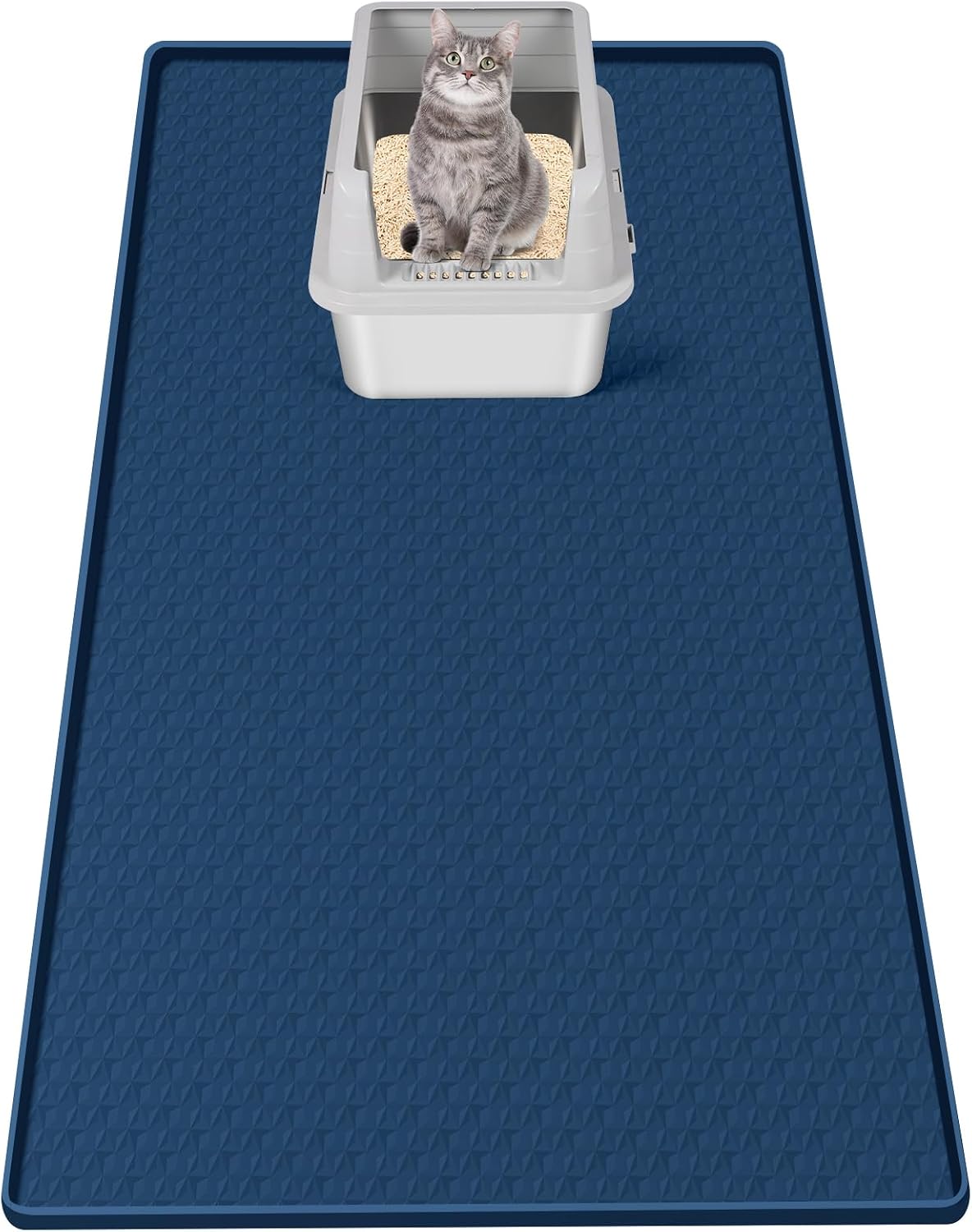Cat Litter Mat for Litter Box 51"x25.6" Extra Large Silicone Mat,Light Grey