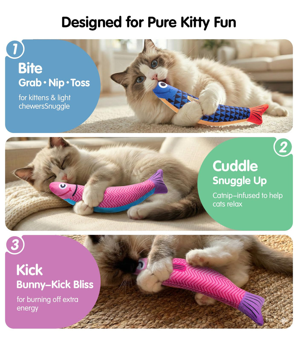 PetBusy Cat Toys with [5000 mg A+Natural Catnip & Silvervine] Kicker Fun