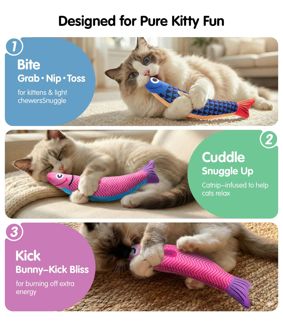 PetBusy Cat Toys with [5000 mg A+Natural Catnip & Silvervine] Kicker Fun