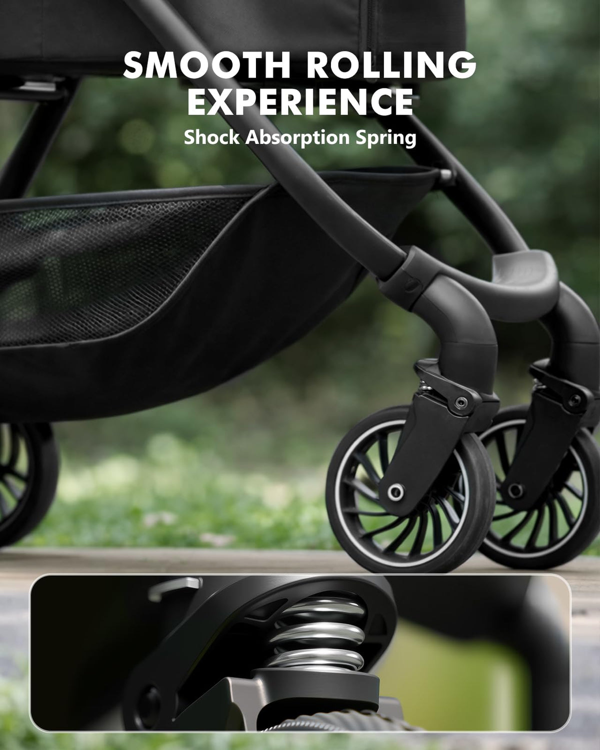 Pawccoli Pet Stroller for Small Dogs and Cats, One-Click Foldable Dog Stroller with Detachable Carrier & 3 Safety Tethers, Holds up to 33 lbs, Storage Basket & Cup Holder, Breathable Mesh, Black