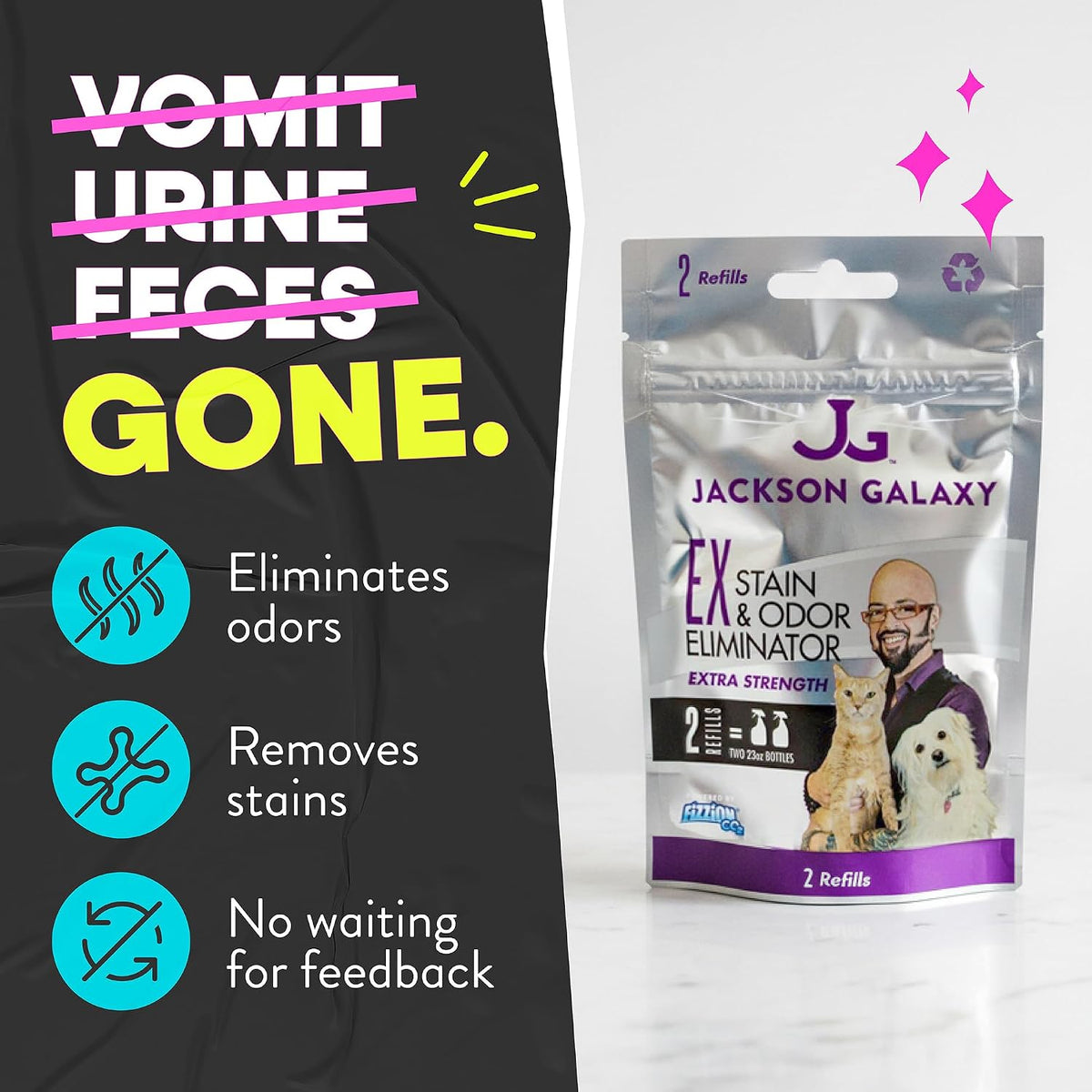 Jackson Galaxy EX Stain & Odor Eliminator Refill - 4 Tabs = 2 Full Refills