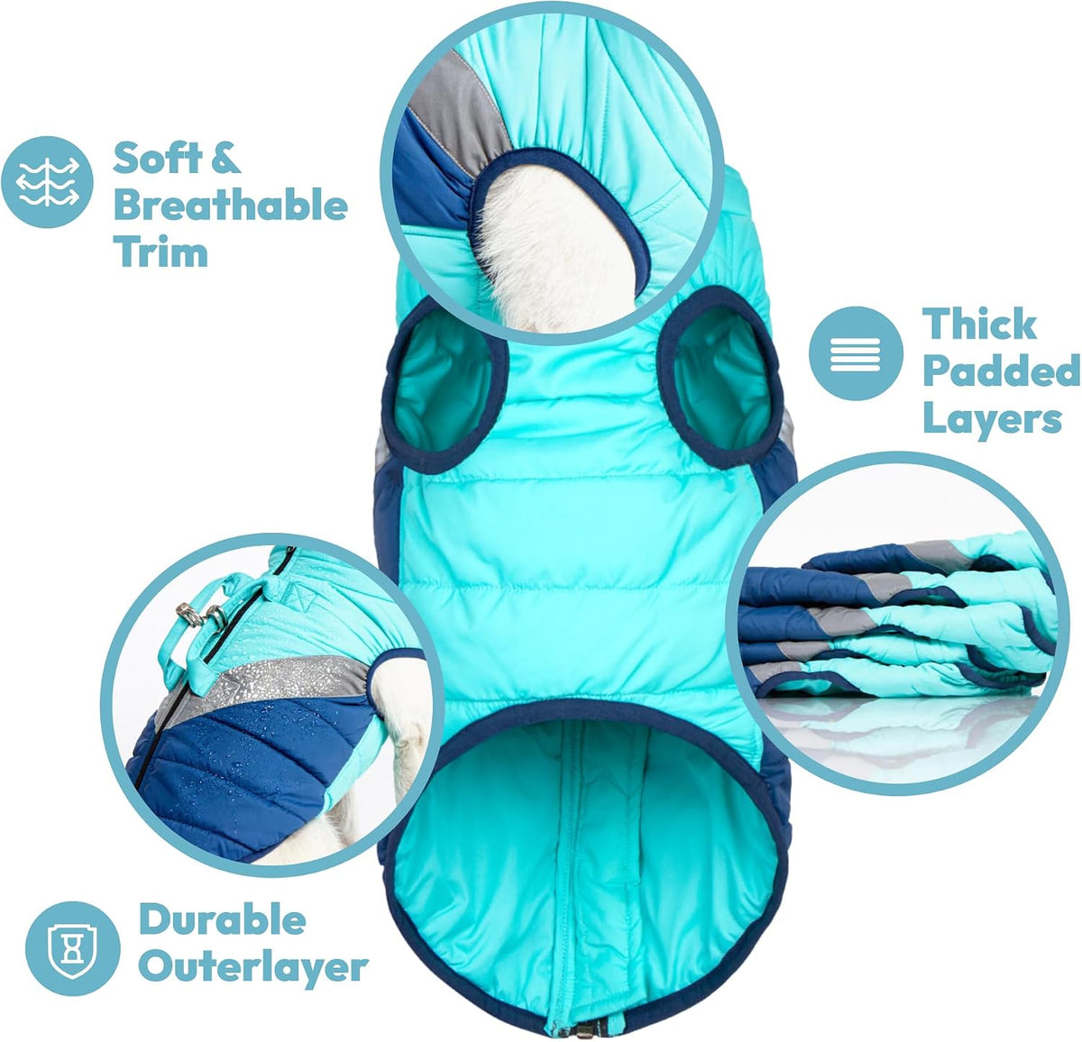 Gooby Mountaineer Dog Jacket, Jade, Large