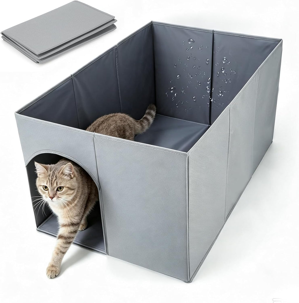 FHTONGE Large Cat Litter Box Enclosure Splash Guard to Protect Wall Floor