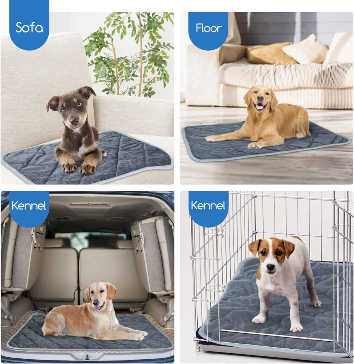 Nobleza Self Warming Pet Pad, Super Soft Plush Dog Crate Pad for Travel or Home, Washable Anti-Slip Kennel Mat for Large