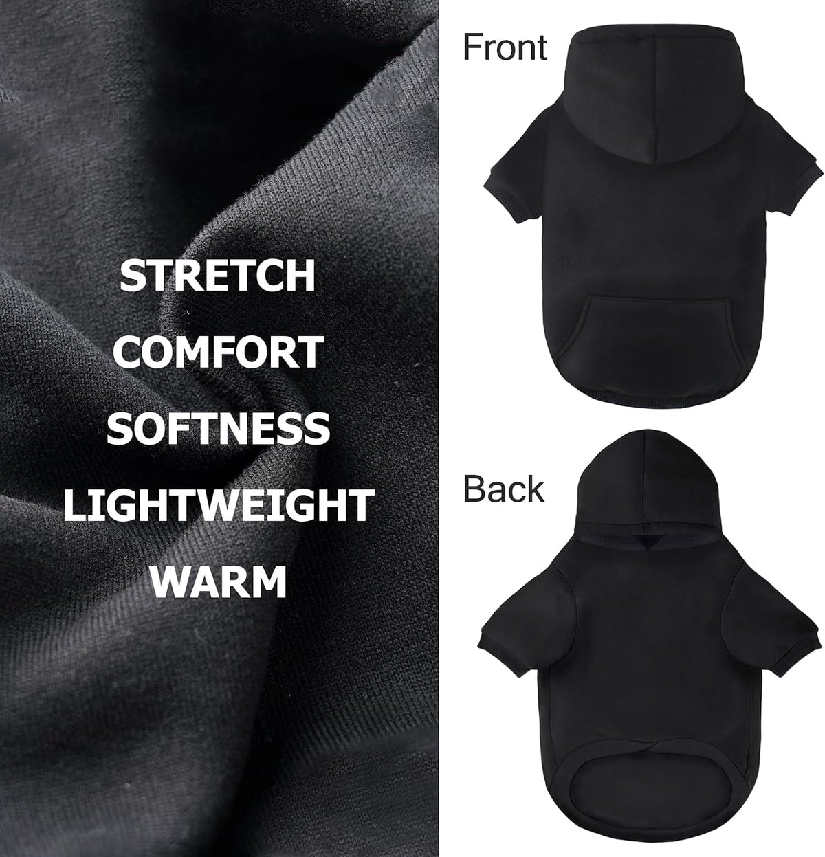 Dog Basic Hoodie Soft Dog Clothes Cold Weather Sweaters for Medium Large Dogs Cozy Fabric Warm Sweatshirt with Leash Hol