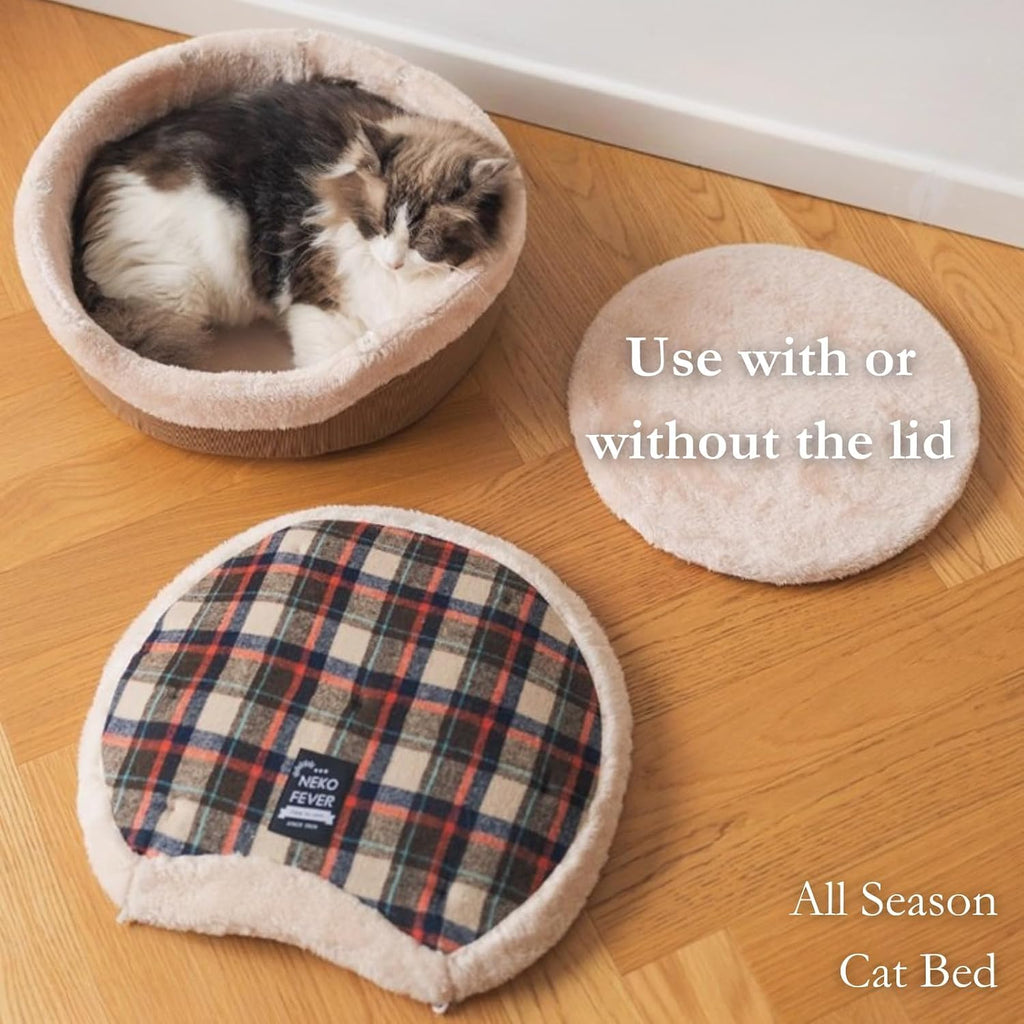 Cat Bed Cave - Enclosed Hideaway with Detachable Lid for Kitten (Yellow)