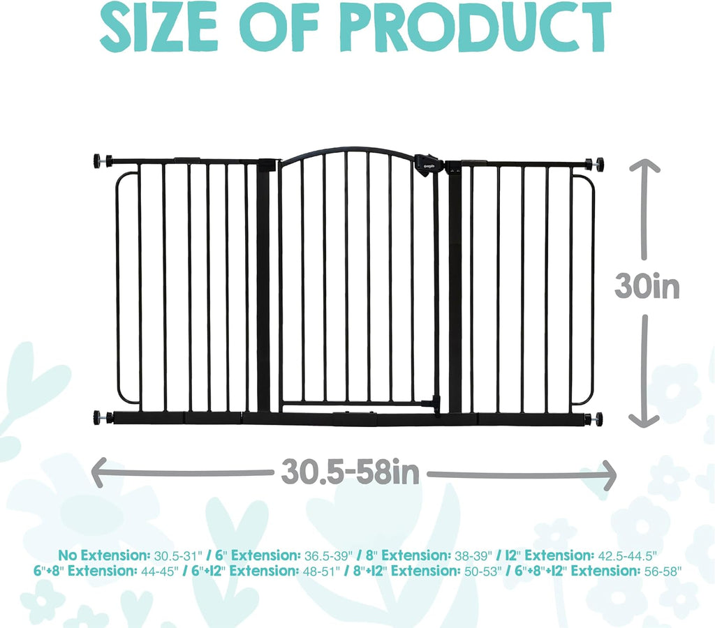 Regalo Safety 30.5"-58" Extra Wide Baby Gate, Bottom of Stairs & Doorways