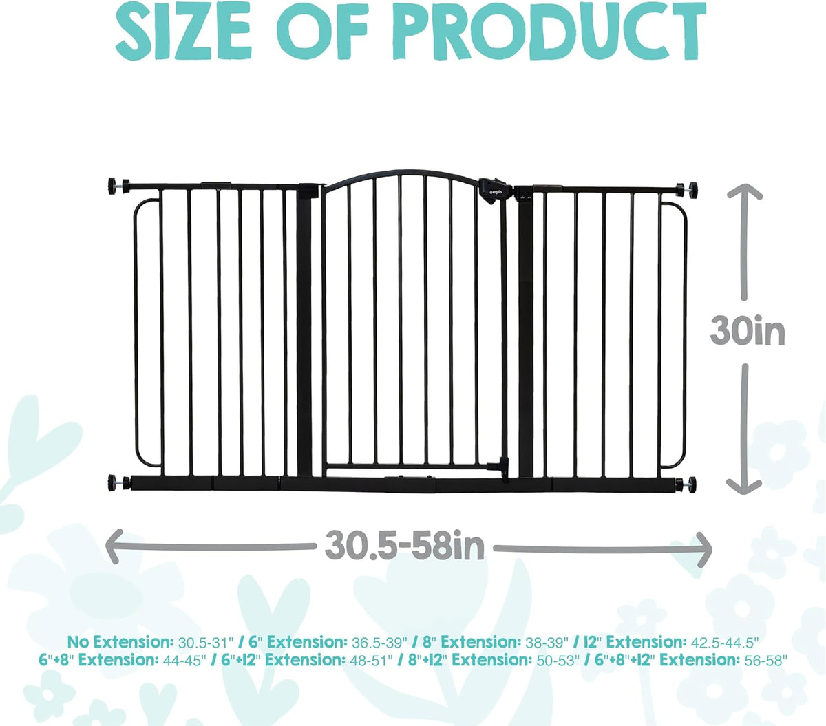 Regalo Safety 30.5"-58" Extra Wide Baby Gate, Bottom of Stairs & Doorways