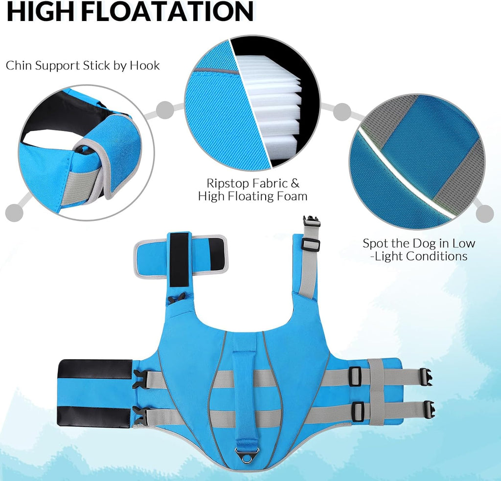 Large Dog Life Jacket Ripstop Dog Life Vest for Swimming Boating