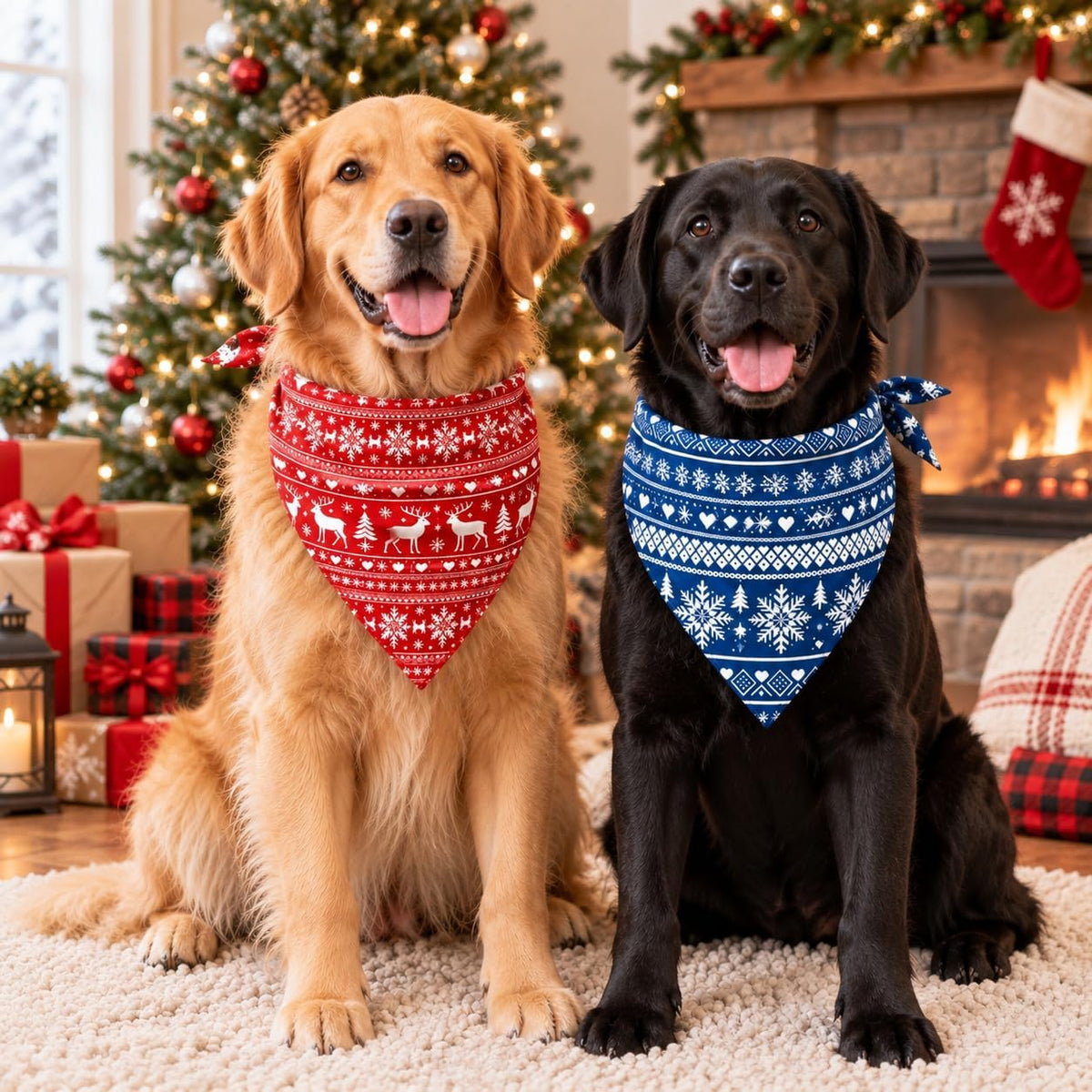 Christmas Dog Bandanas Nordic Style Dog Winter Outfit Costume XL