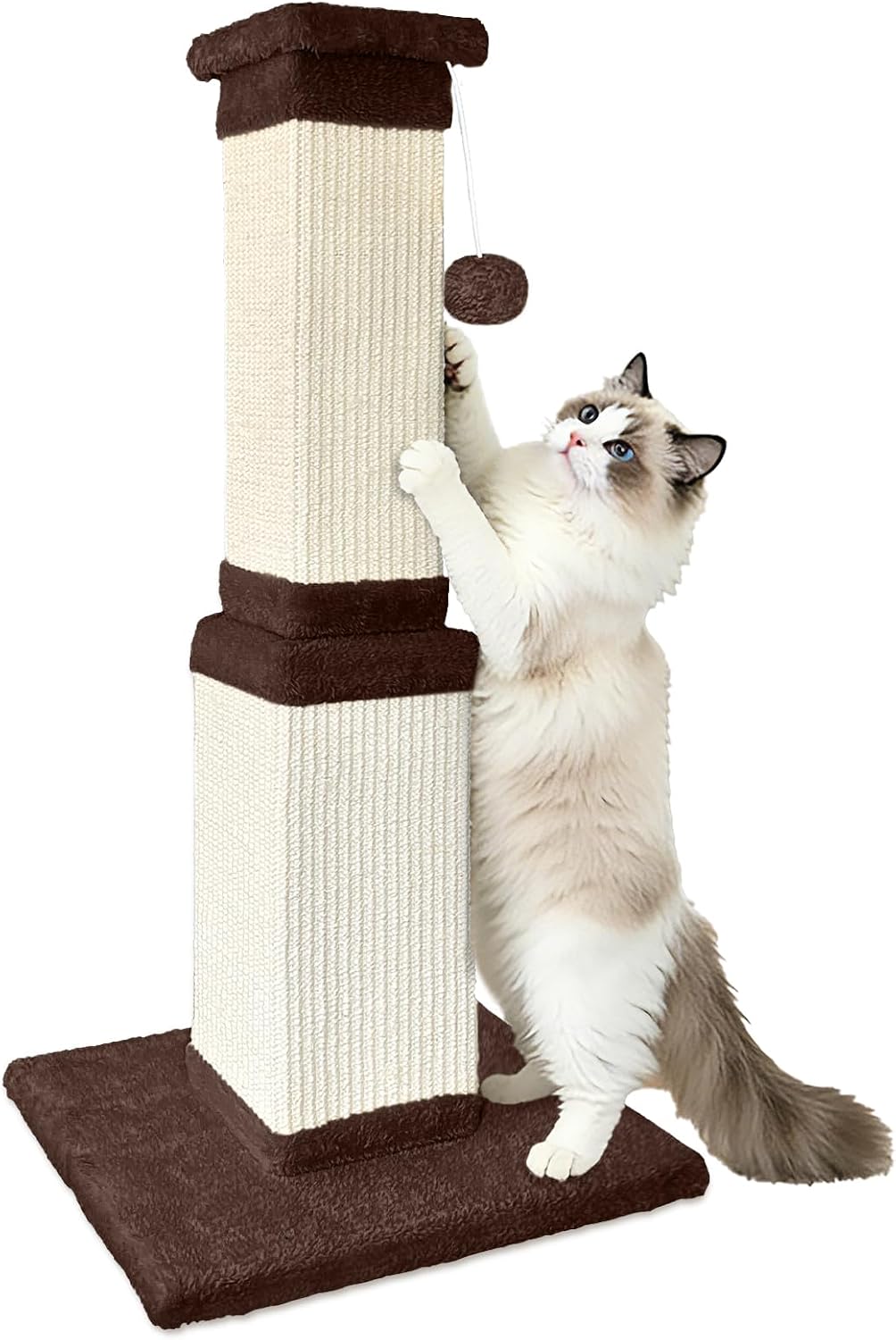 Cat Scratching Post for Indoor Cats, 32Inch Sisal Cat Scratcher, Beige