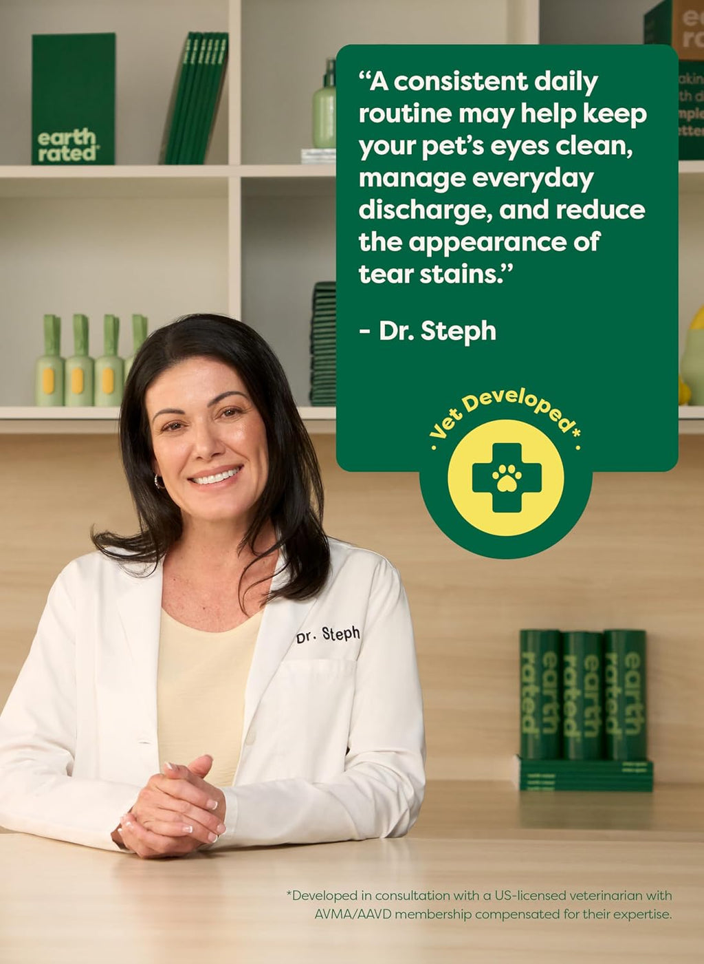 Earth Rated Dog Eye Wipes, Vet Developed, Unscented, Removes Dirt, 70ct