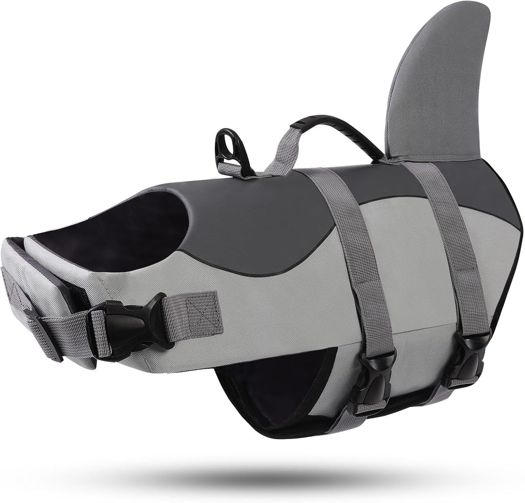 ASENKU Dog Life Jacket - Pet Safety Vest for Swimming & Boating, Shark Life Jacket with Floatation, Dog Lifesavers Swims