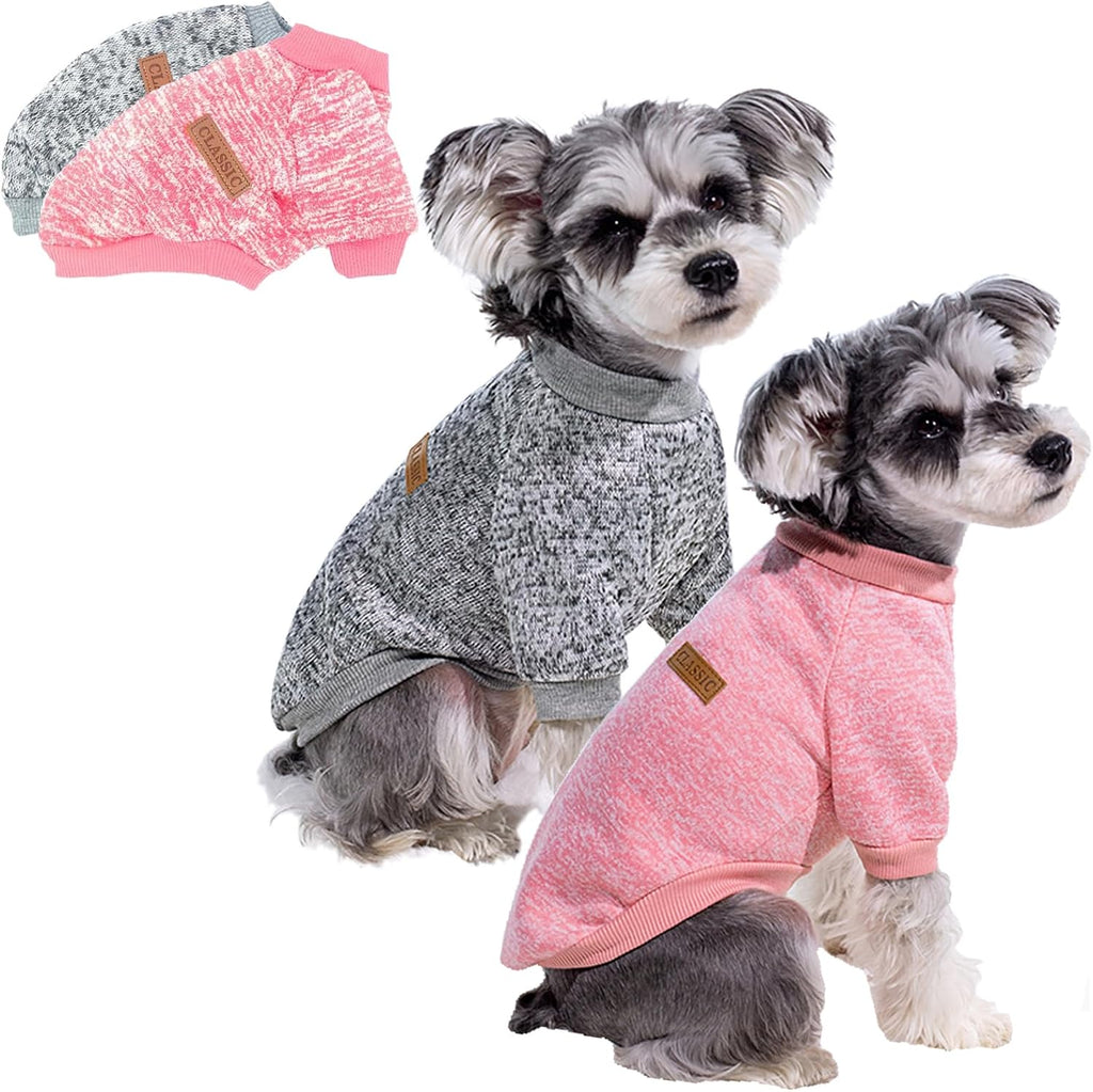 2 Pack Dog Sweaters for Small Dogs & Cat Soft Cute Winter Puppy Clothes