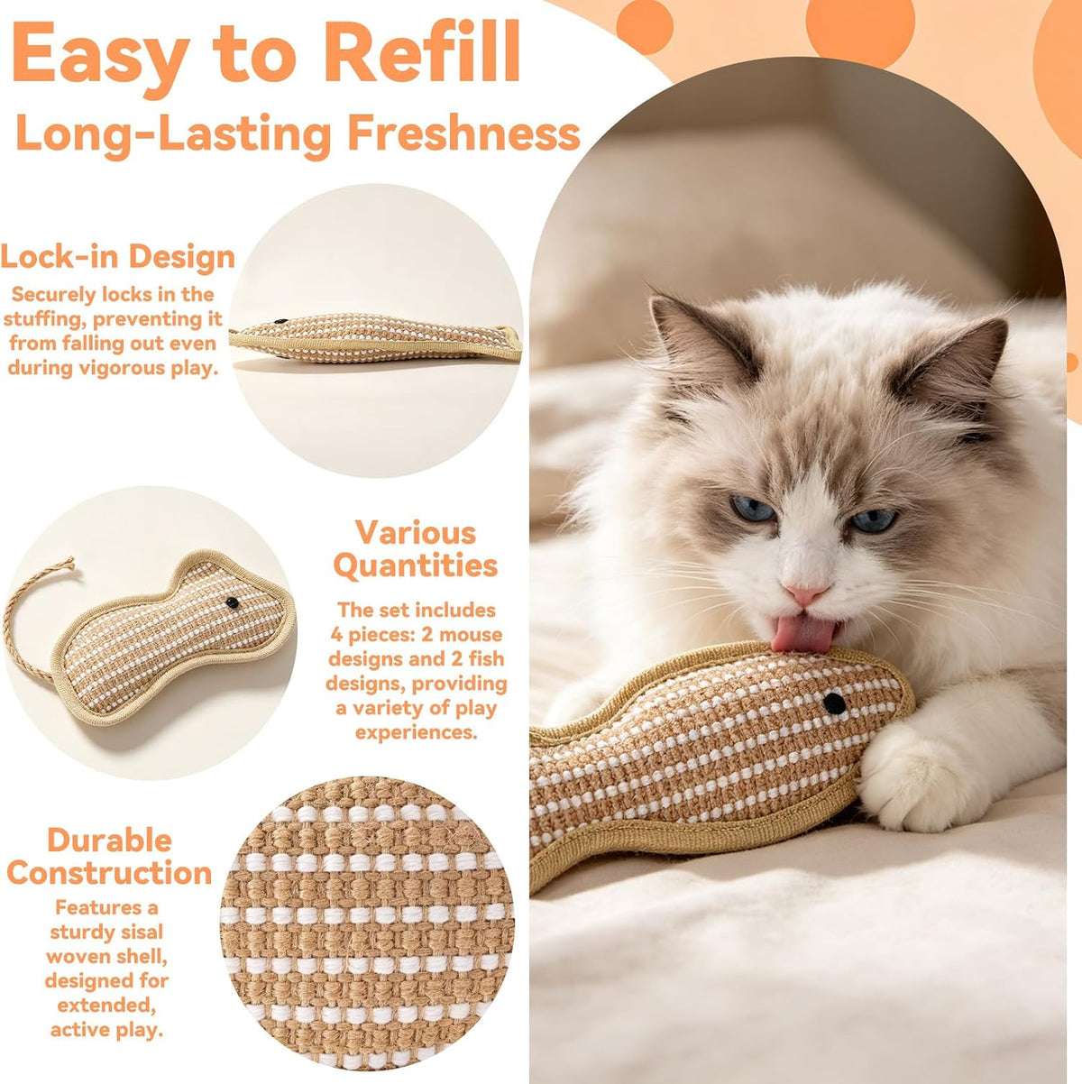NQEUEPN 4pcs Cat Kicker Toys for Indoor, Cat Catnip Toys