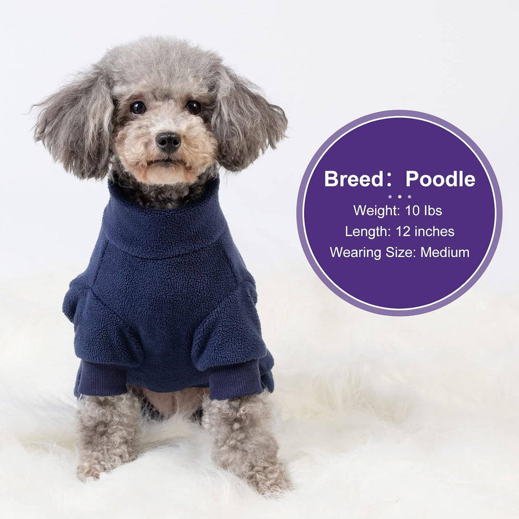 FLeece Dog Pajamas Warm Dog Coats for Small Dogs Onesie, Navy, S