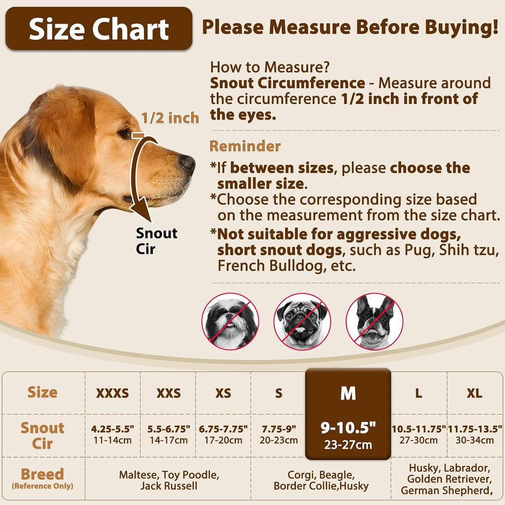 Crazy Felix Dog Muzzle Anti Eating for Small Medium Large Dogs, M, Black