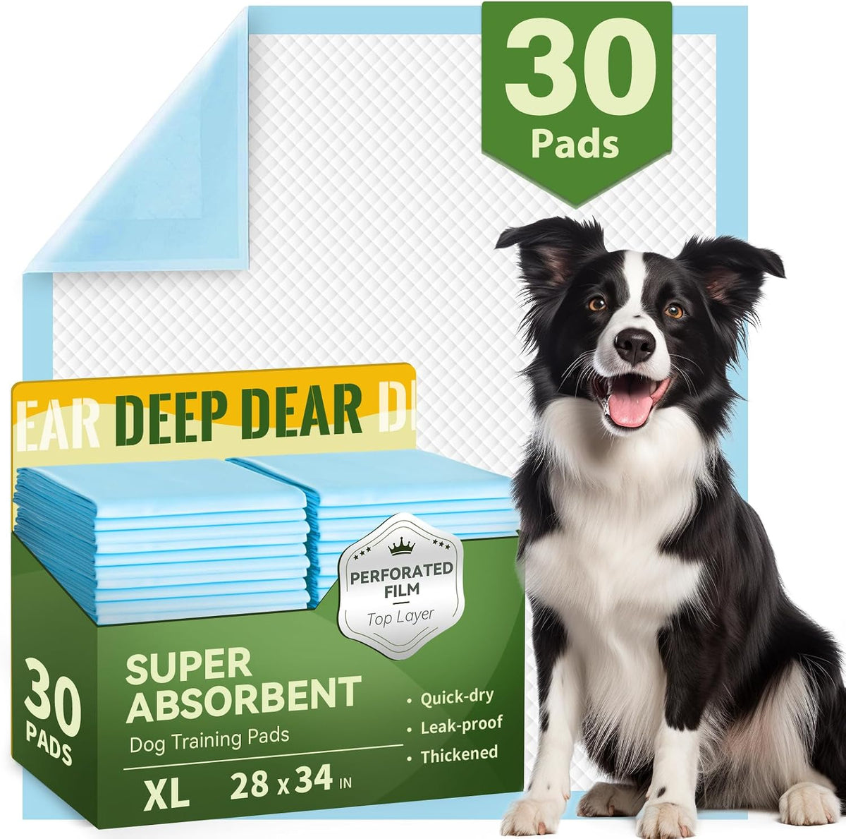 DEEP DEAR Puppy Pads for Dogs , Large 30x28 in ,100 Count