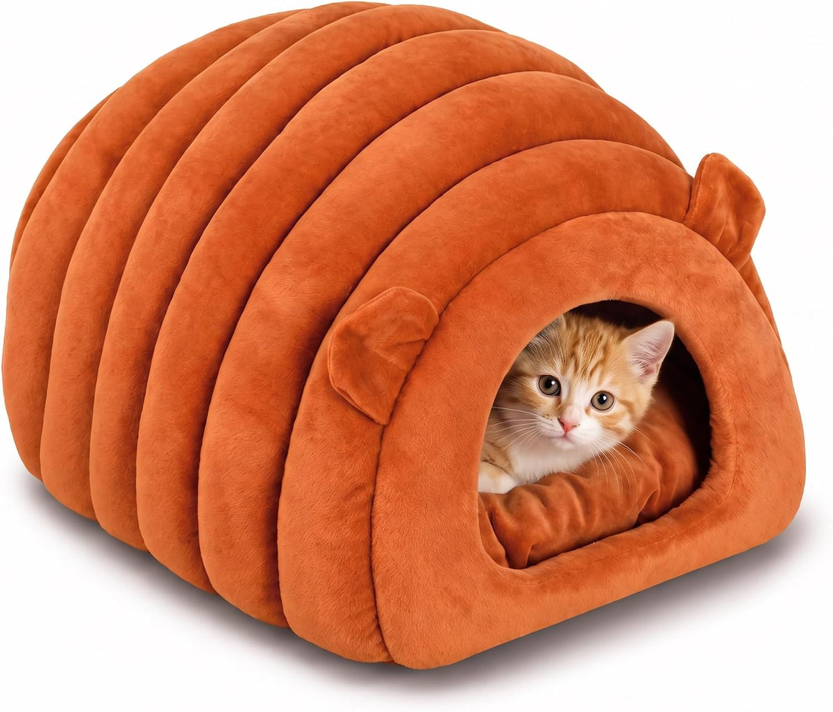 Cat Cave Bed, Orthopedic Memory Foam Anti Anxiety Cat Bed for Indoor Cats, Cozy Plush Caterpillar Tunnel Cat Bed, Non Sl