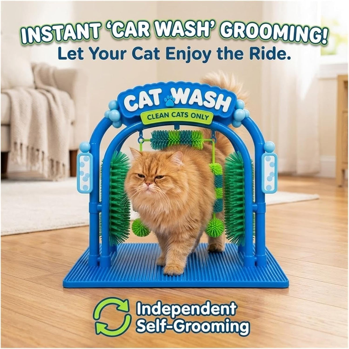 The Cat Wash Grooming Station,Self-Grooming Cat Toy,Car Wash Grooming Arch